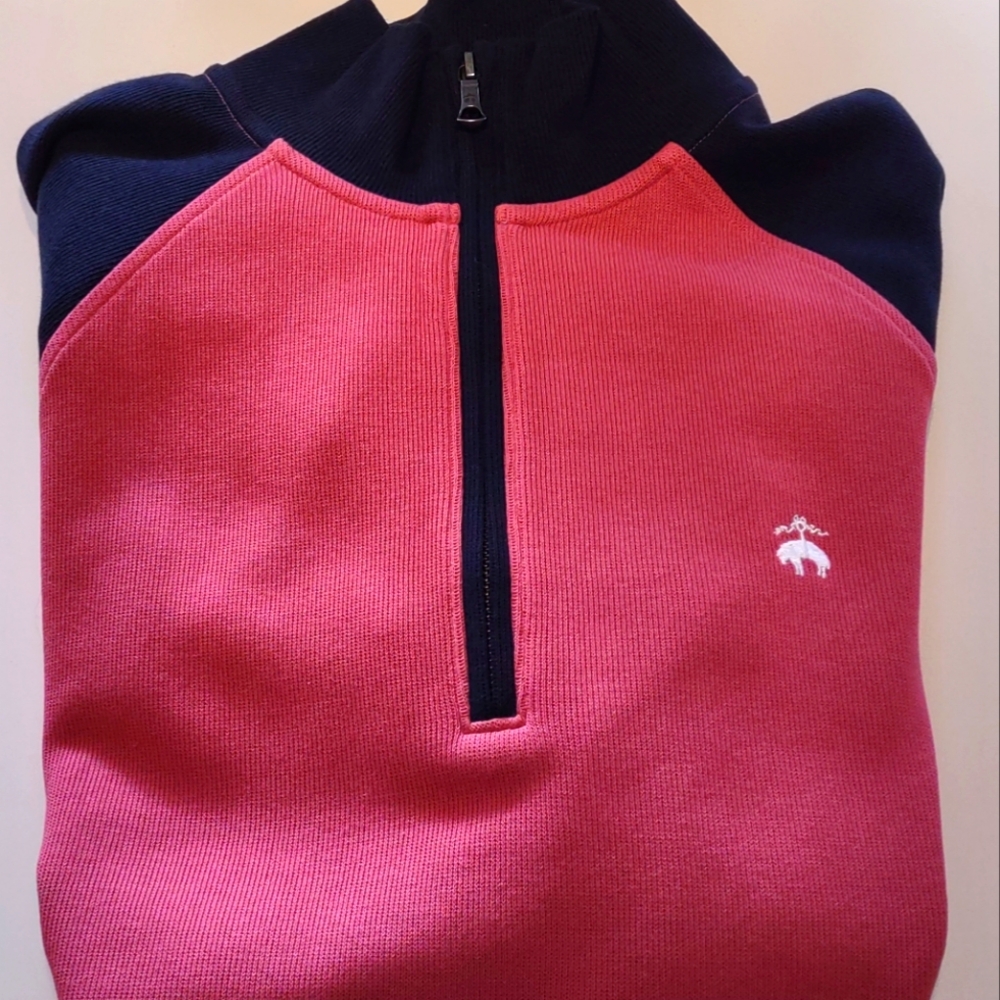 Men's Pink and Black Half-Zip Sweater